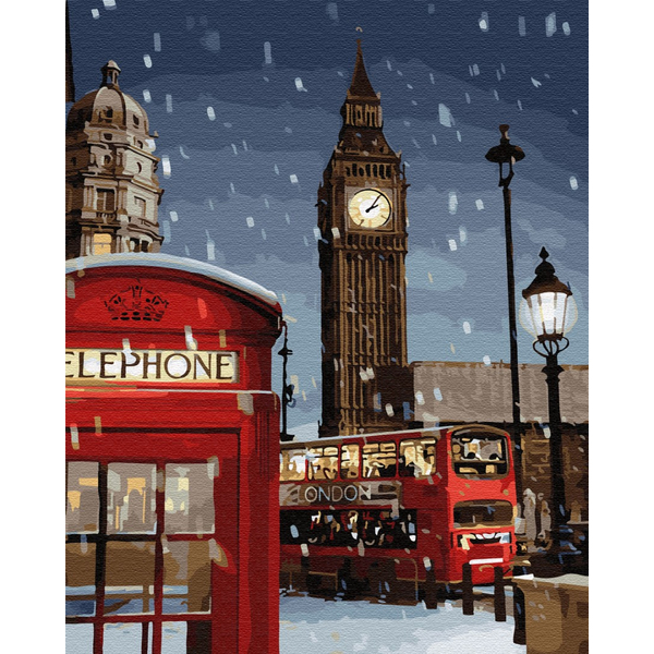 Картина по номерам Затишок, зима, Новий рік, Різдво - Зима в Лондоні