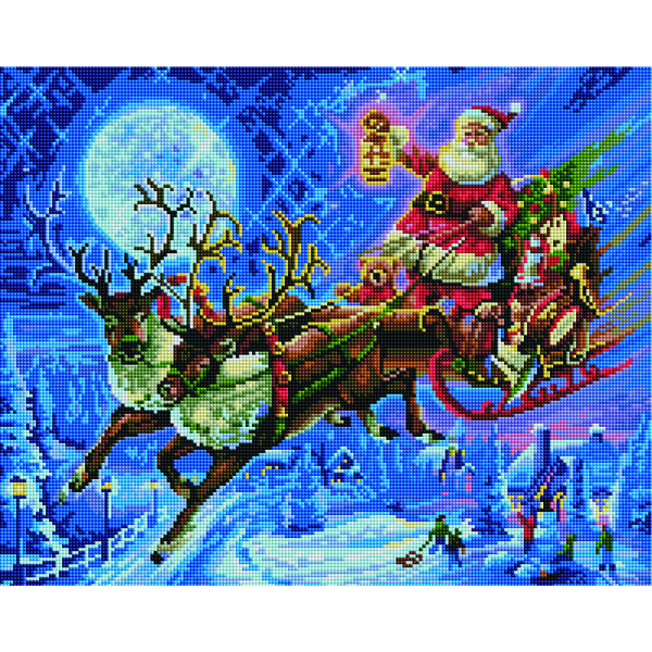 Алмазна мозаїка 40х50 - Санта в новогоднюю ночь