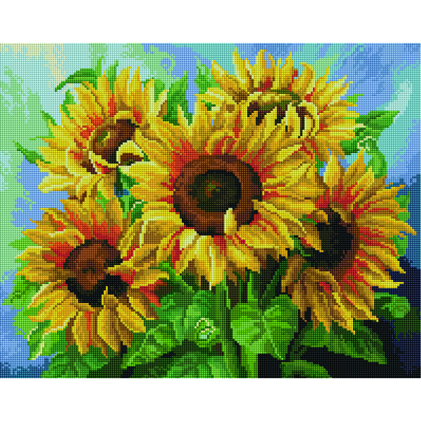 Алмазна мозаїка 40х50 - Пышный букет подсолнухов