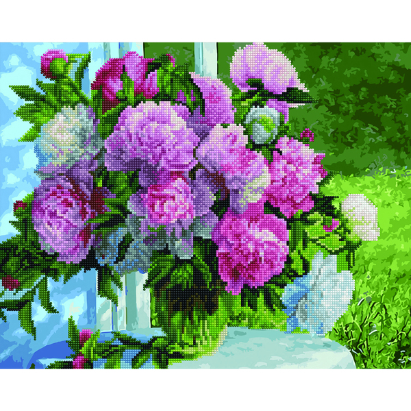 Комбінована алмазна мозаїка - Улюблені півонії