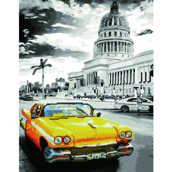 Комбінована алмазна мозаїка - Жовте ретро