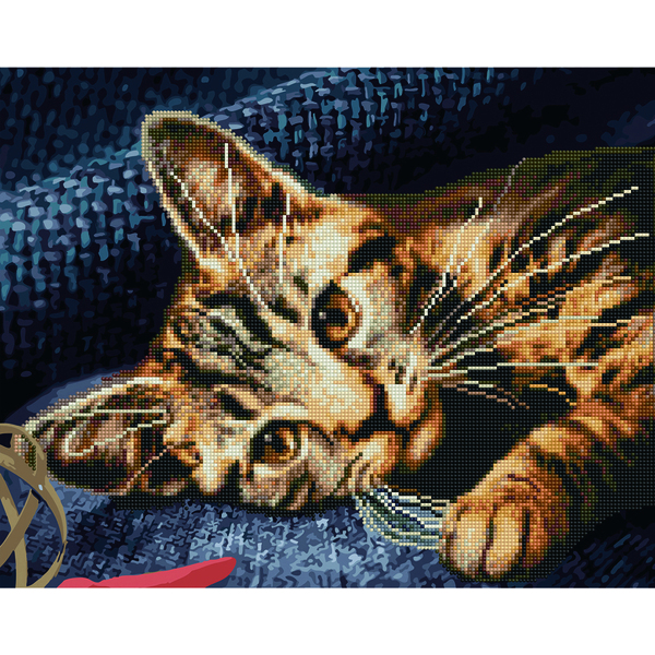 Комбінована алмазна мозаїка - Бенгальська кішка