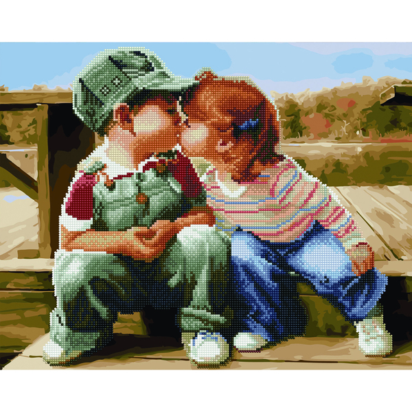 Комбінована алмазна мозаїка - Детская влюбленность