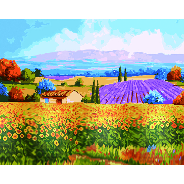 Комбінована алмазна мозаїка - Літо в селі