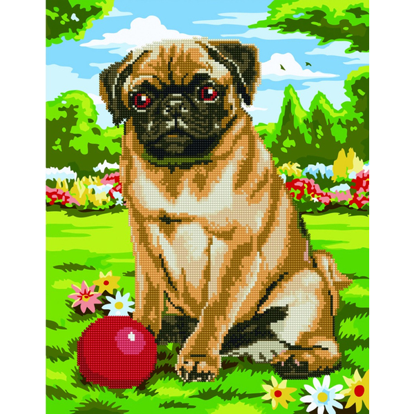 Комбінована алмазна мозаїка - Гра з собакою