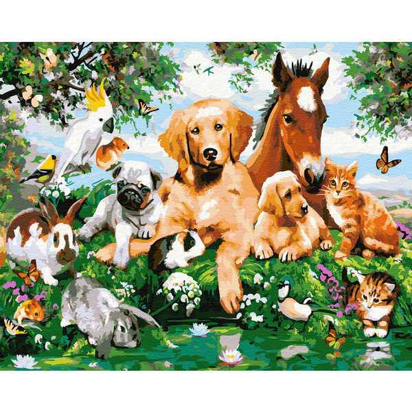 Картина по номерам Тварини, птахи та риби - Доброзичливі тварини