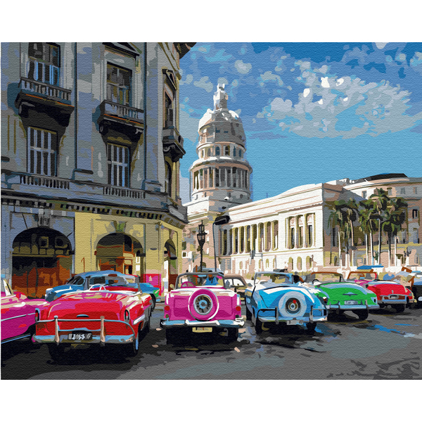 Картина по номерам Города - Ретро авто на виставці