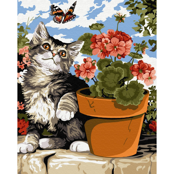 Картина по номерам Тварини, птахи та риби - Ліниве котенятко