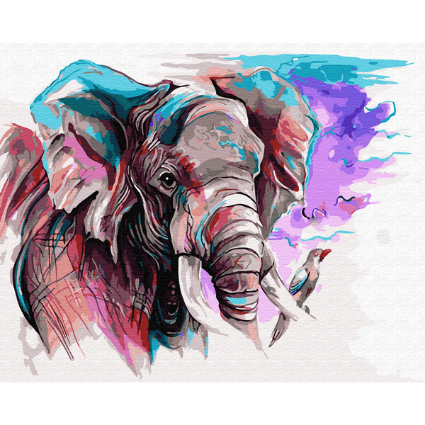 Картина по номерам Тварини, птахи та риби - Слон аквареллю