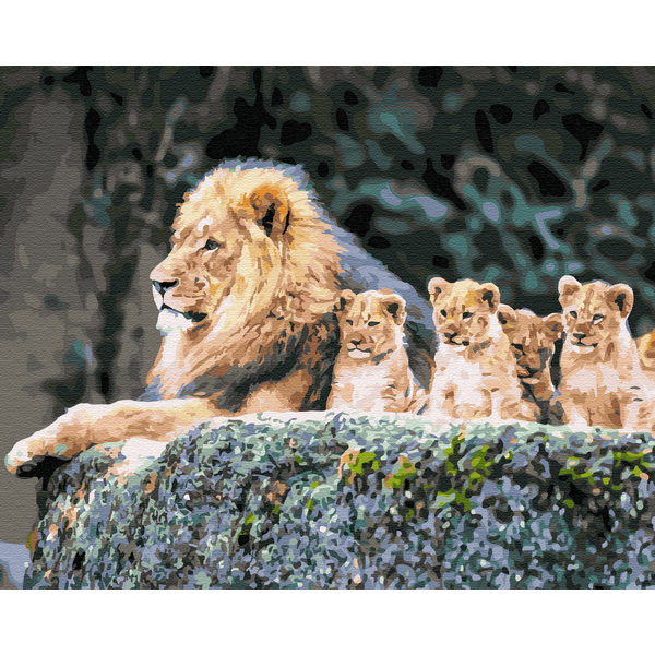 Картина по номерам Тварини, птахи та риби - Львиное семейство