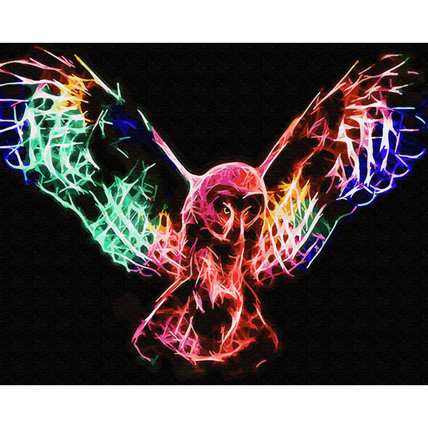 Картина по номерам Тварини, птахи та риби - Неонова сова в польоті