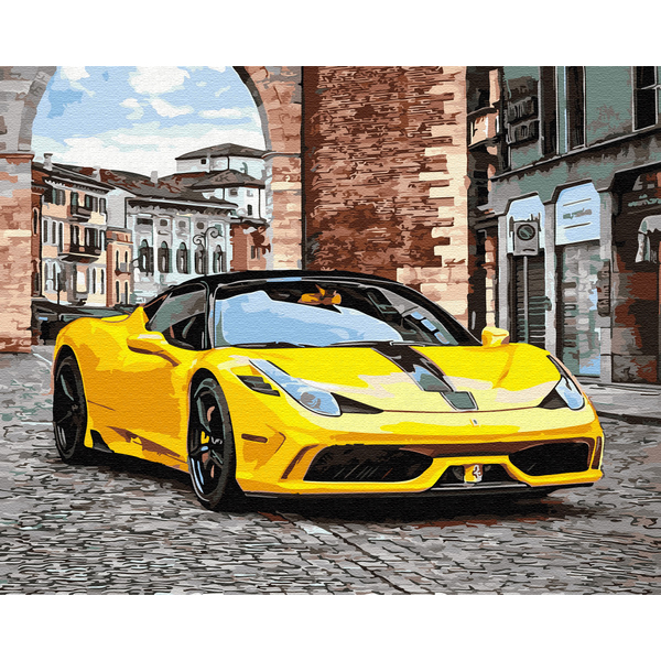 Картина по номерам Кораблі, автомобілі та літаки - Швидкісний Ferrari