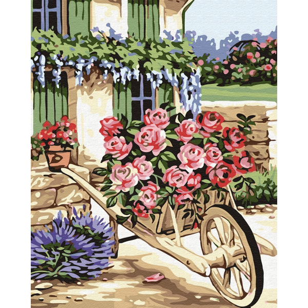 Картина по номерам Квіти - Повозка цветов