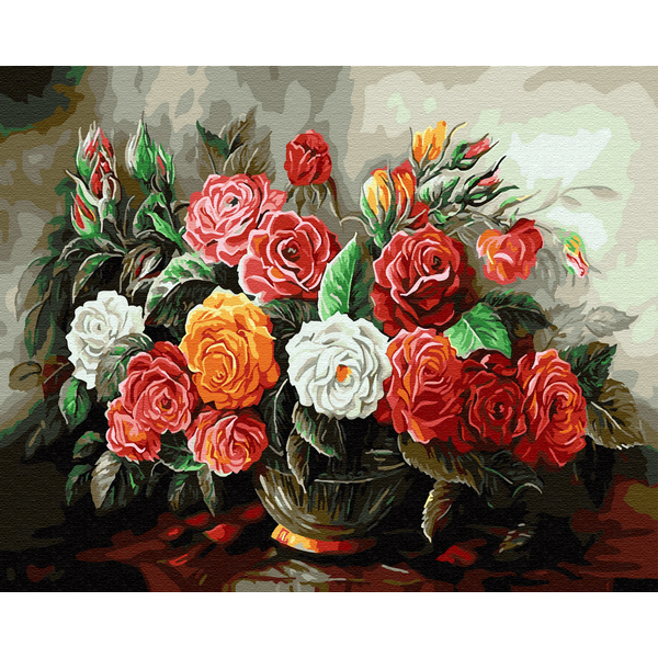 Картина по номерам Квіти - Букет чайних троянд