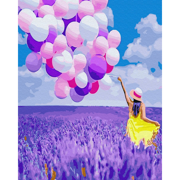Картина по номерам Преміум картини - Мечтательница в лавандовом поле