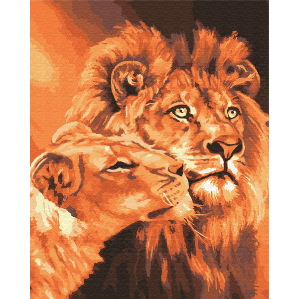 Картина по номерам Преміум картини - Закохані леви