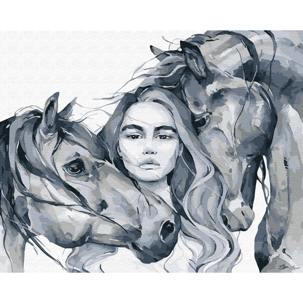 Картина по номерам Авторські колекції - Дівчина з кіньми
