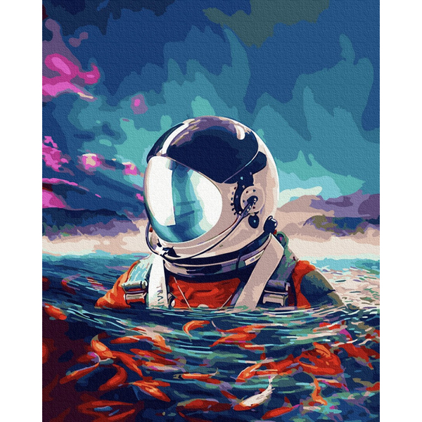 Картина по номерам Космос - Астронавт і рибки