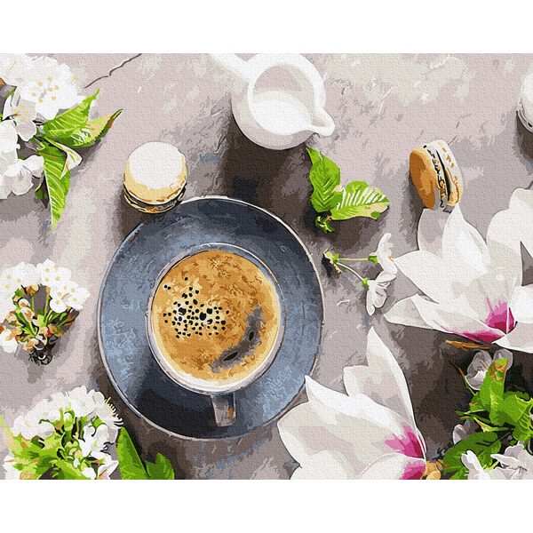 Картина по номерам Натюрморти - Кава і квіти
