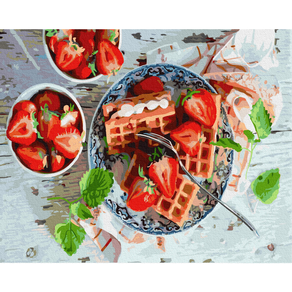 Картина по номерам Квіти - Полуничний сніданок