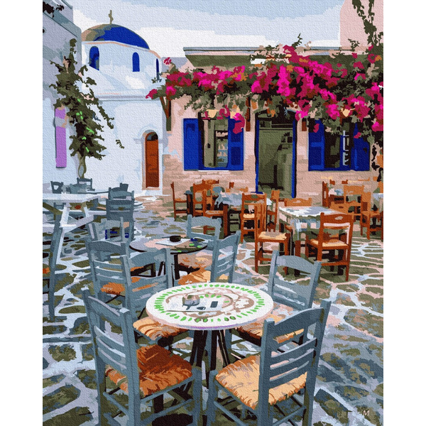 Картина по номерам Города - Затишне кафе Санторіні