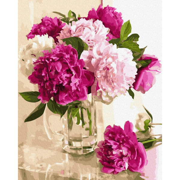 Картина по номерам Квіти - Ніжні півонії у вазі