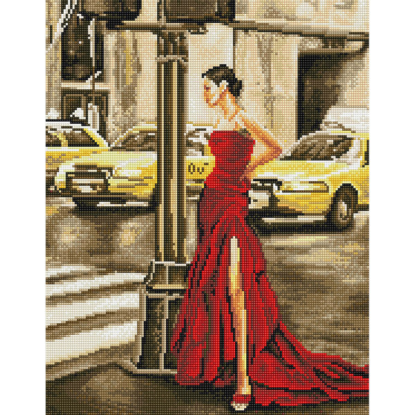 Алмазна мозаїка 40х50 - Дівчина і жовте таксі