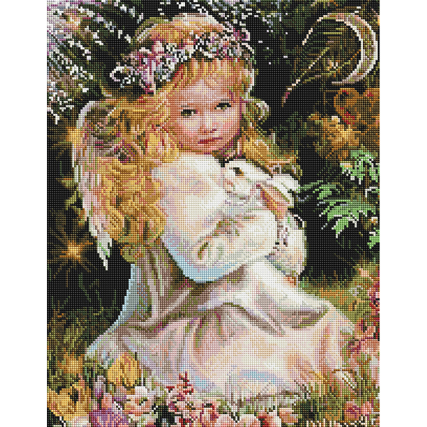 Алмазна мозаїка 40х50 - Янголятко та зайчик