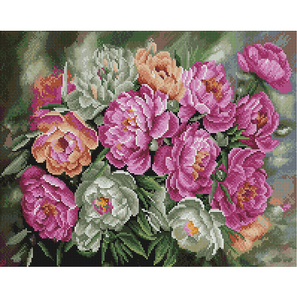 Алмазна мозаїка 40х50 - Садові півонії