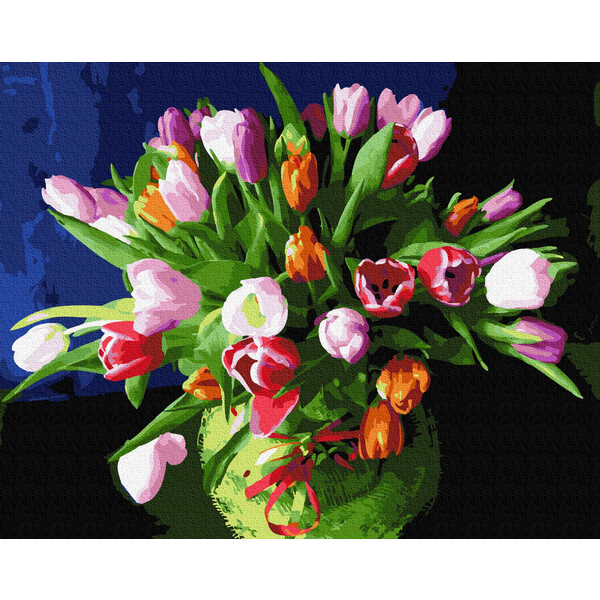 Картина по номерам Квіти - Різнобарвні тюльпани