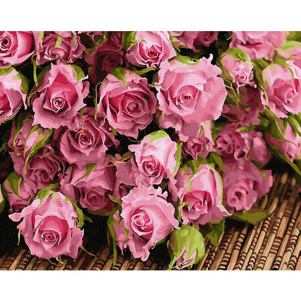 Картина по номерам Квіти - Ніжні рожеві троянди