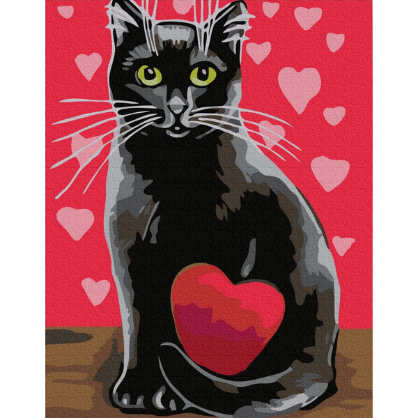 Картина по номерам Тварини, птахи та риби - Закохана киця