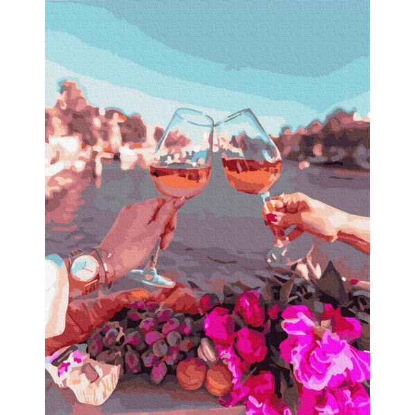 Картина по номерам Квіти - Бокали закоханих