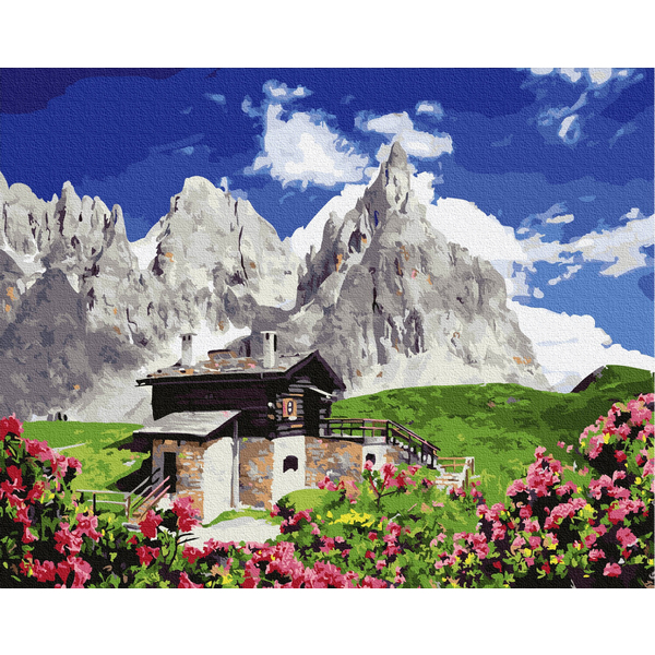 Картина по номерам Пейзажі - Будинок високо в горах