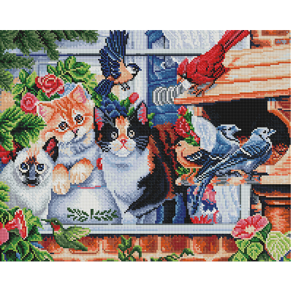 Алмазна мозаїка 40х50 - Кошенята в саду