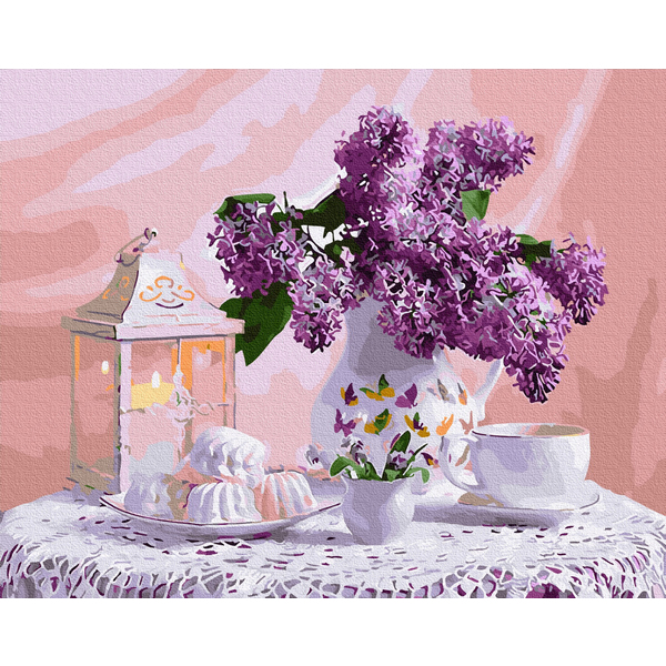 Картина по номерам Квіти - Бузкове чаювання