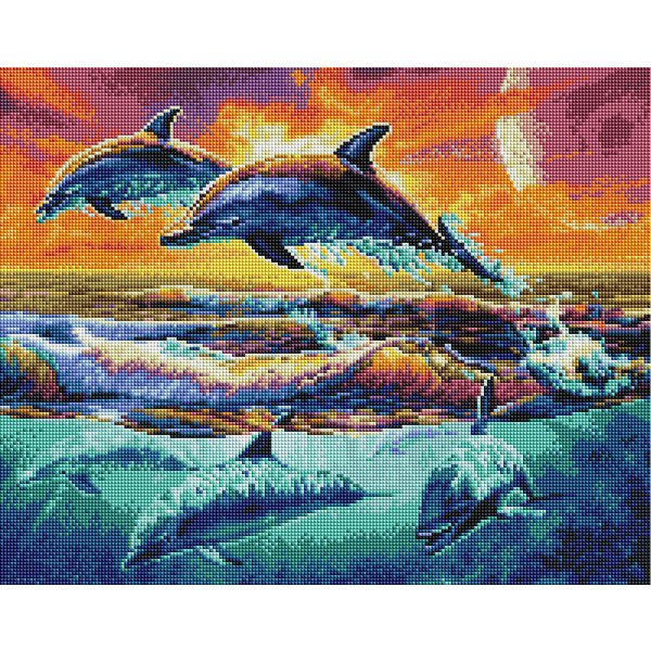 Алмазна мозаїка 40х50 - Зграя дельфінів