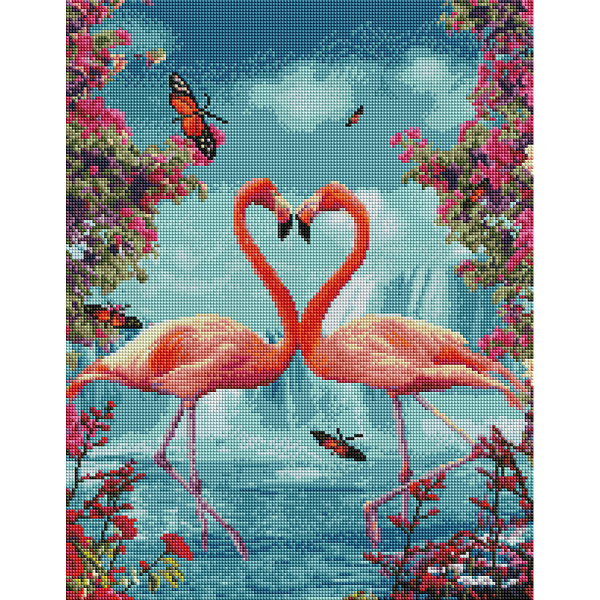 Алмазна мозаїка 40х50 - Пара фламінго