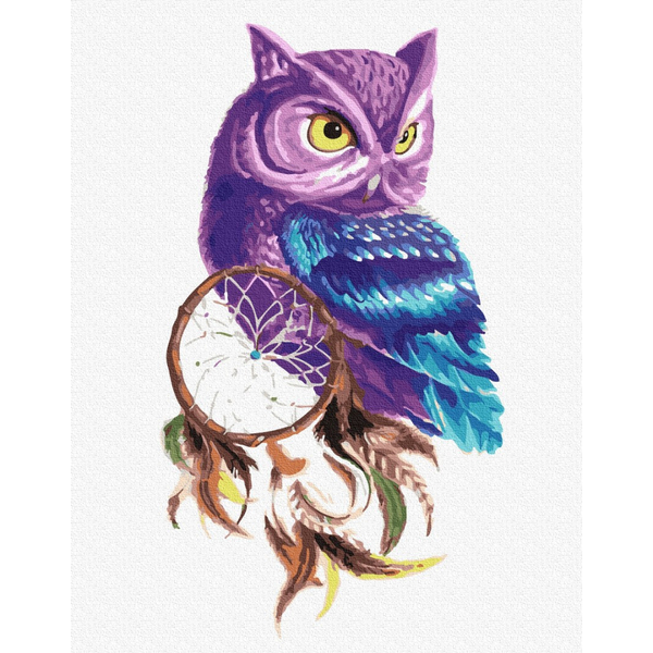 Картина по номерам Тварини, птахи та риби - Сова з ловцем снів