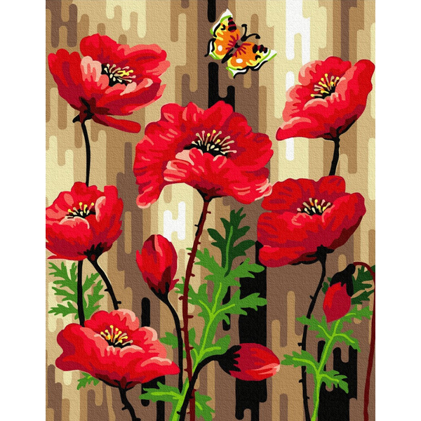 Картина по номерам Квіти - Червоні маки