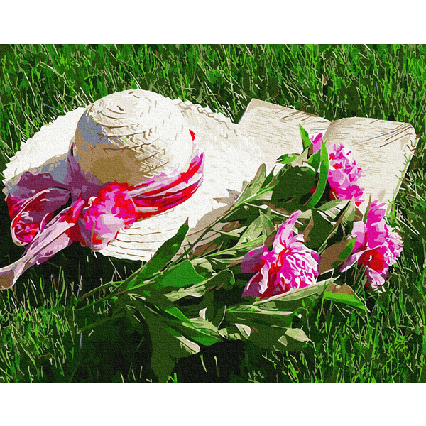Картина по номерам Натюрморти - Капелюх з піонами