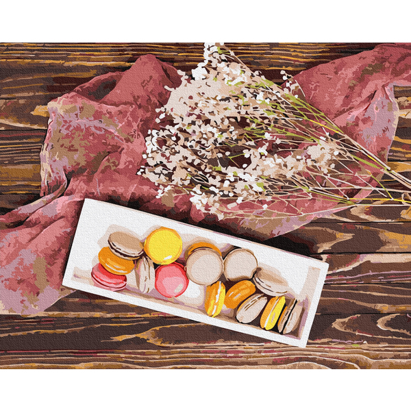 Картина по номерам Квіти - Макарунчики