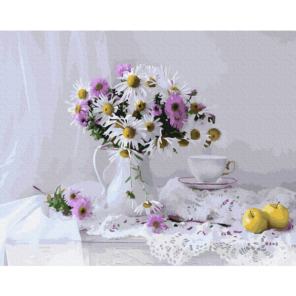 Картина по номерам Квіти - Ніжний натюрморт з польовими квітами