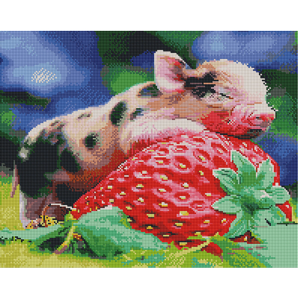 Алмазна мозаїка 40х50 - Поросятко з полуницею