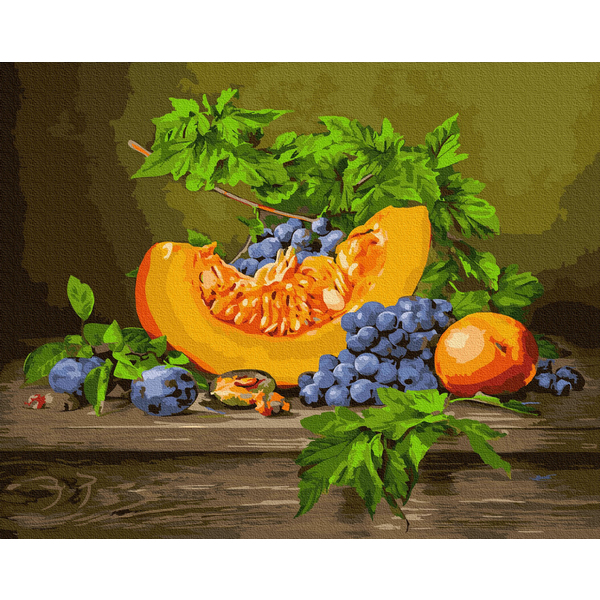Картина по номерам Натюрморти - Диня з виноградом