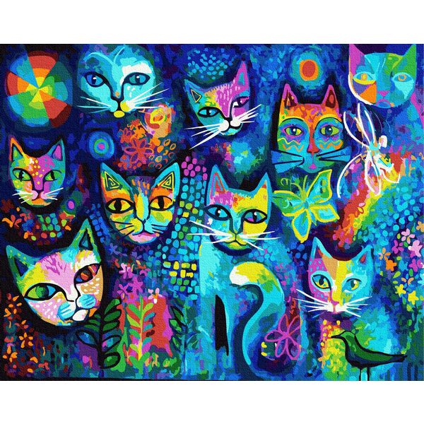Картина по номерам Поп Арт - Котяча мозаїка