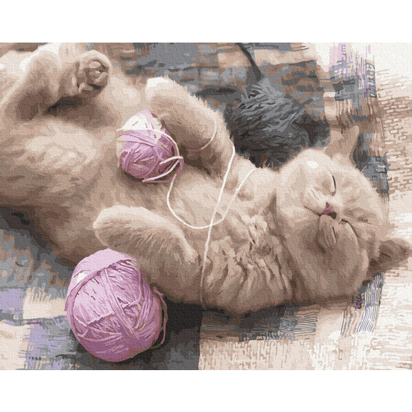 Картина по номерам Тварини, птахи та риби - Кошенятко з клубочком