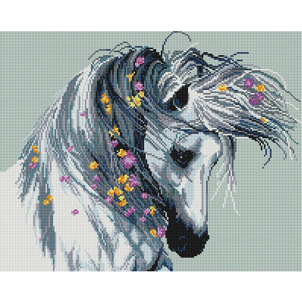 Алмазна мозаїка 40х50 - Білий кінь