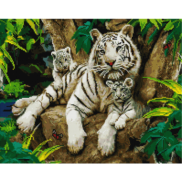 Алмазна мозаїка 40х50 - Сім'я білих тигрів