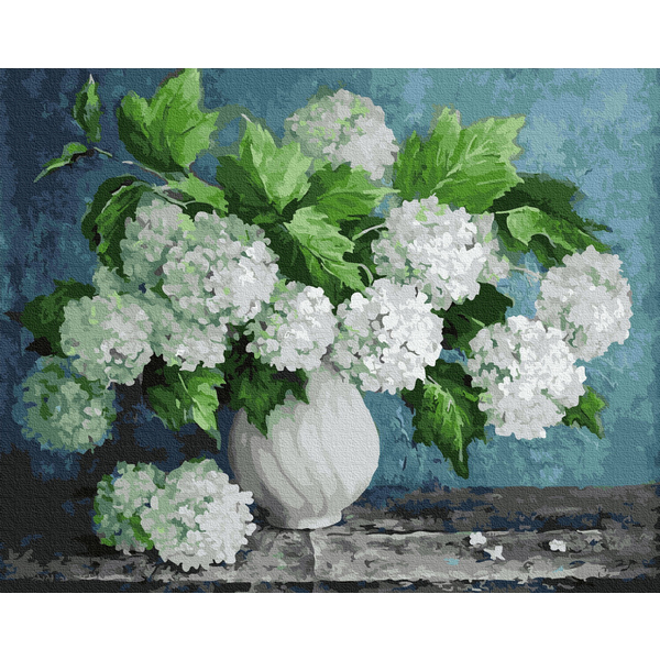 Картина по номерам Квіти - Букет білих гортензій